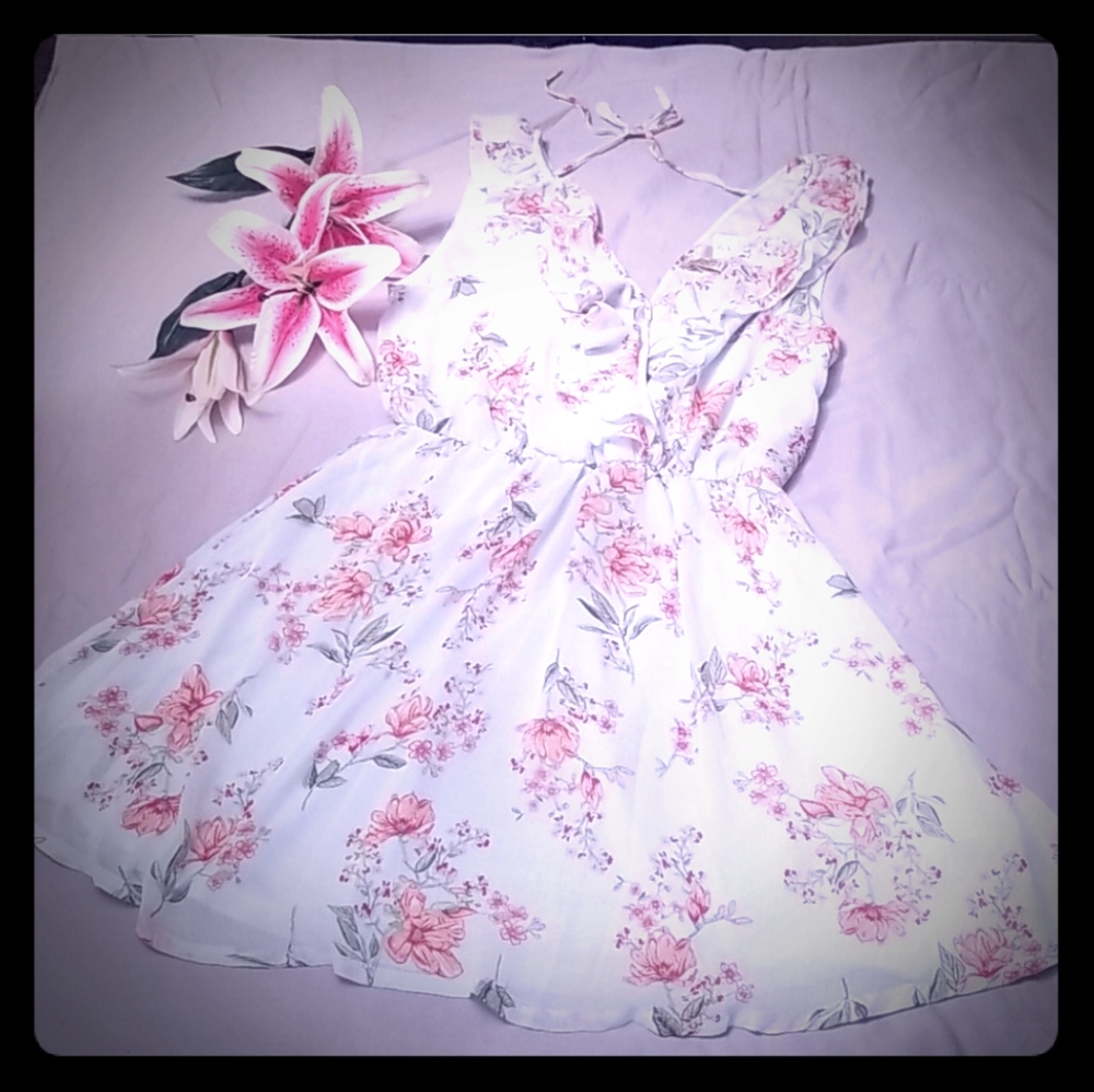 H&M, Women's Dress, Size 8, Pastel/ Pink/F…